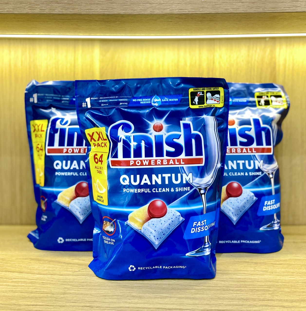 VIÊN RỬA BÁT FINISH QUANTUM TÚI 64 VIÊN HƯƠNG CHANH