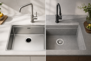 Chậu inox và chậu đá nhân tạo