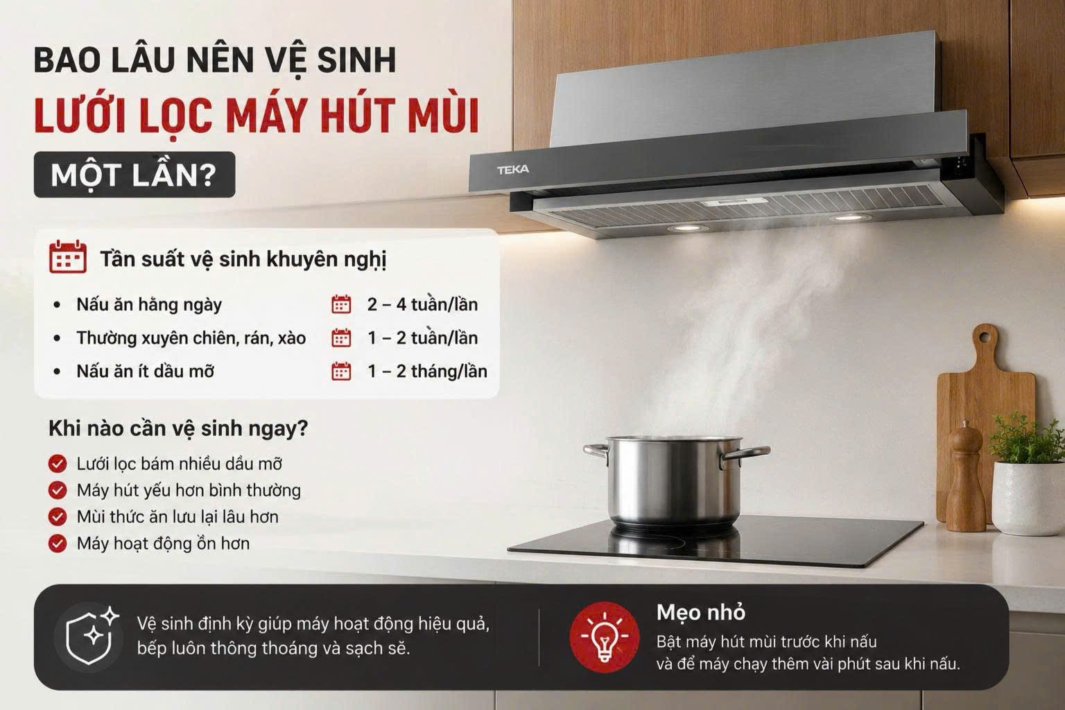 vệ sinh lưới lọc máy hút mùi